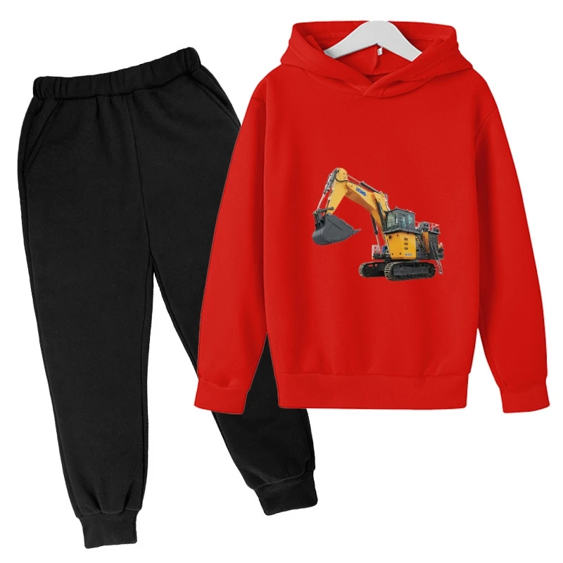 excavator print kids Hoodies children Fashion New Popular Personality Hoodie boy hoodie sets digger print Sweatshirts