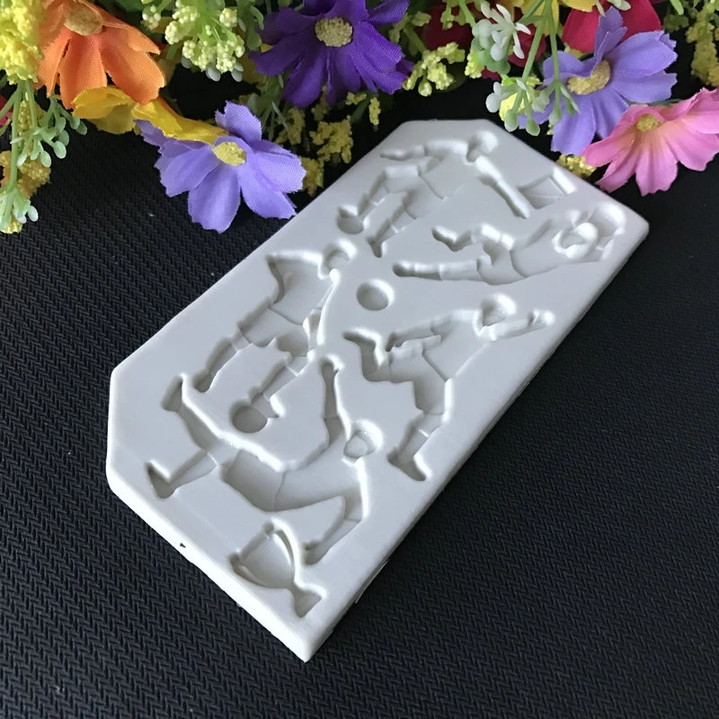 Aomily 1PC Soccer Baseball Rugby Players Silicone Cake Fondant Mold Chocolate Cookies Mould DIY Cake Baking Tools Clay Soap Mold