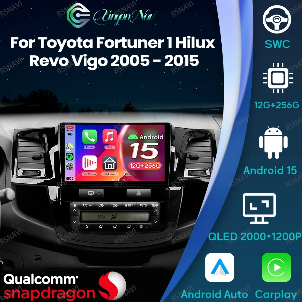 

Android 15 For Toyota Fortuner 1 Hilux Revo Vigo 2005 - 2015 Stereo 5G WIFI Head Unit BT DSP Qualcomm Car Radio Navigation GPS