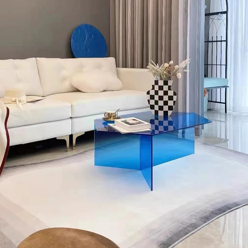 Table Basse Moderne en Acrylique, Design Artistique, Irrégulière, Transparente, Meuble de Luxe, Minimiliste, pour Salon