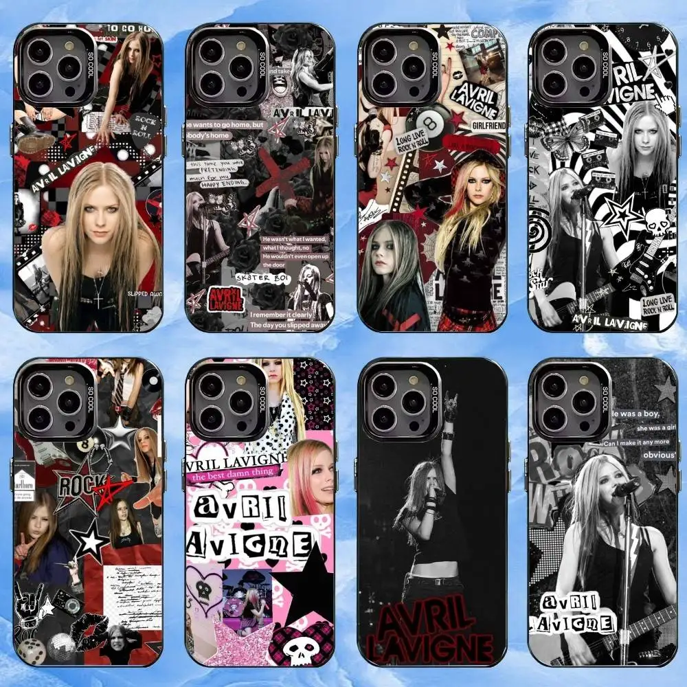 

Singer A-Avril Lavigne Phone Case For iPhone17,16,15,14,13,12,11 Plus,Pro Max Black Candy silver phone case