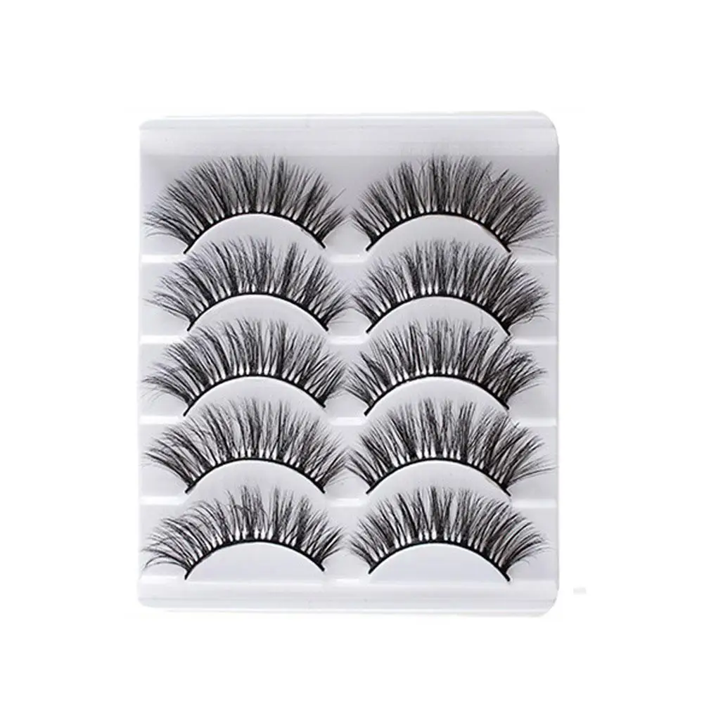 3D False Eyelash 5pair Curly And Versatile Lashes Thick Fake Handmade Glitter 100% Beauty Eyelashes Makeup False Packing K0H9