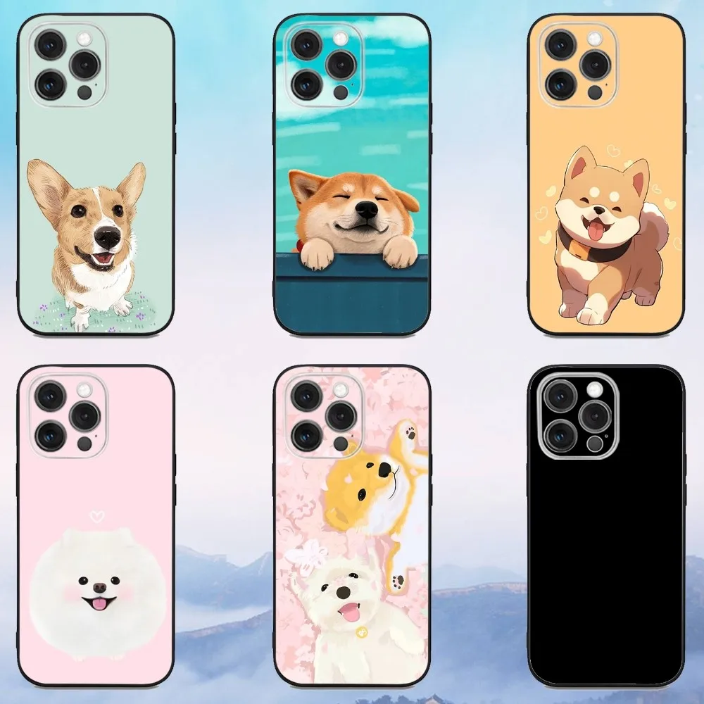 

Pet Puppy Dog Cute Phone Case For iPhone 16e,16,15,14,13,12,11,Pro,X,XS,Max,XR,Plus,Mini Soft Black Cover