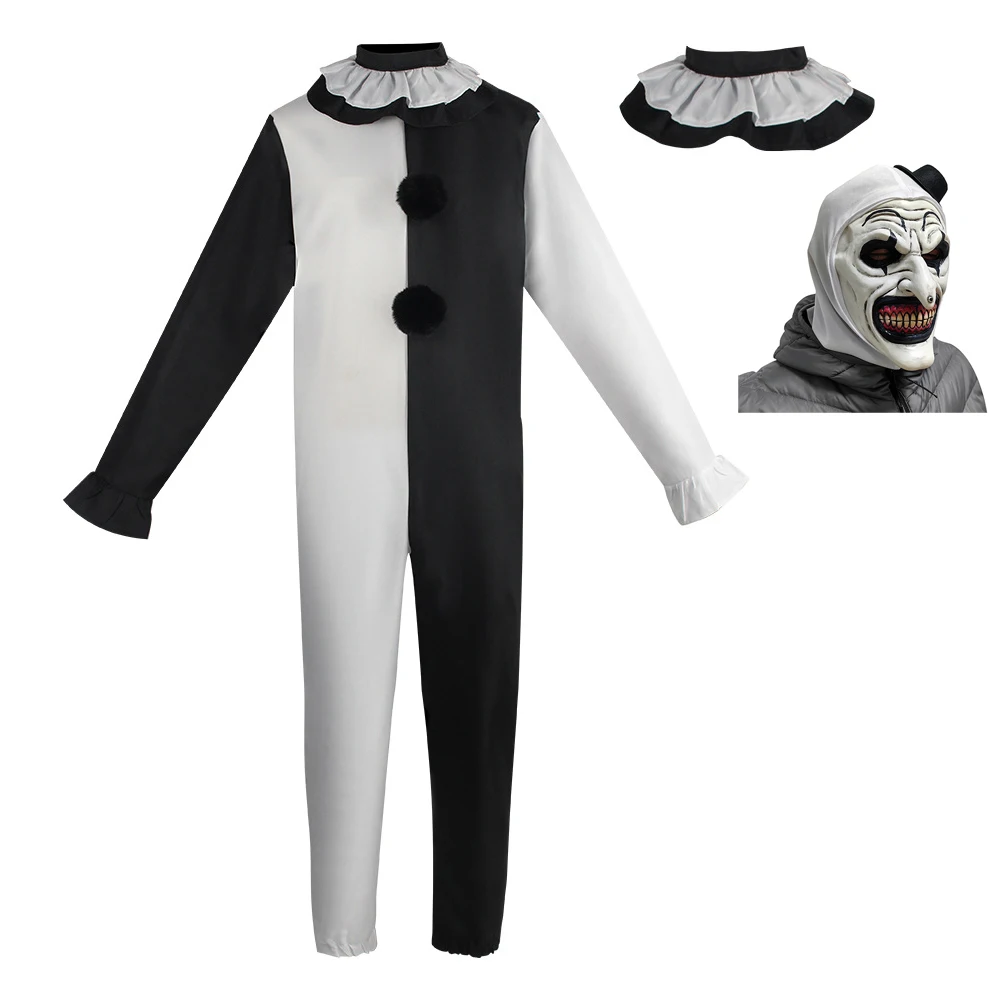 Art The Clown Cosplay Movie Terrifier 3 Art The Clown Cosplay Costume Jumpsuit Halloween Costumes Christmas Mask for Men Women