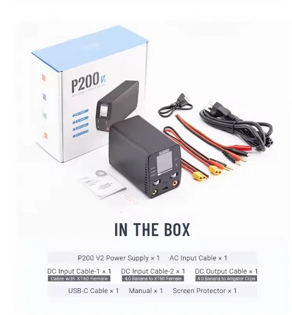 

ToolkitRC P200 V2 Mini 30V AC100W DC200W 10A GaN Adjustable Mini Desktop Power Supply USB Output