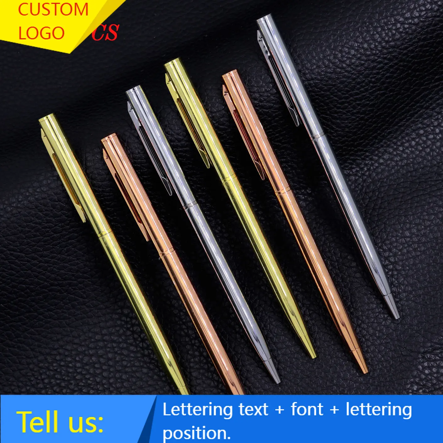 100pcs Metal Ballpoint Pens Rose Gold Pens Customized Logos Advertising Gifts Ballpoint Pens Office Supplies 9 Colors Available