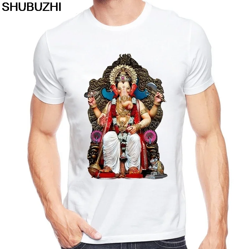 Summer Hindu Elephant God T Shirt Men Short Sleeve O-Neck India Ganesha T-shirt Shiva The God Top Tee euro size