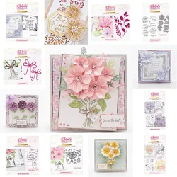 New Design Craft Bouquet Happy Birthday Greeting Metal Cutting Dies & Clear Stamps Set Scrapbooking Card Making Signet Stencil