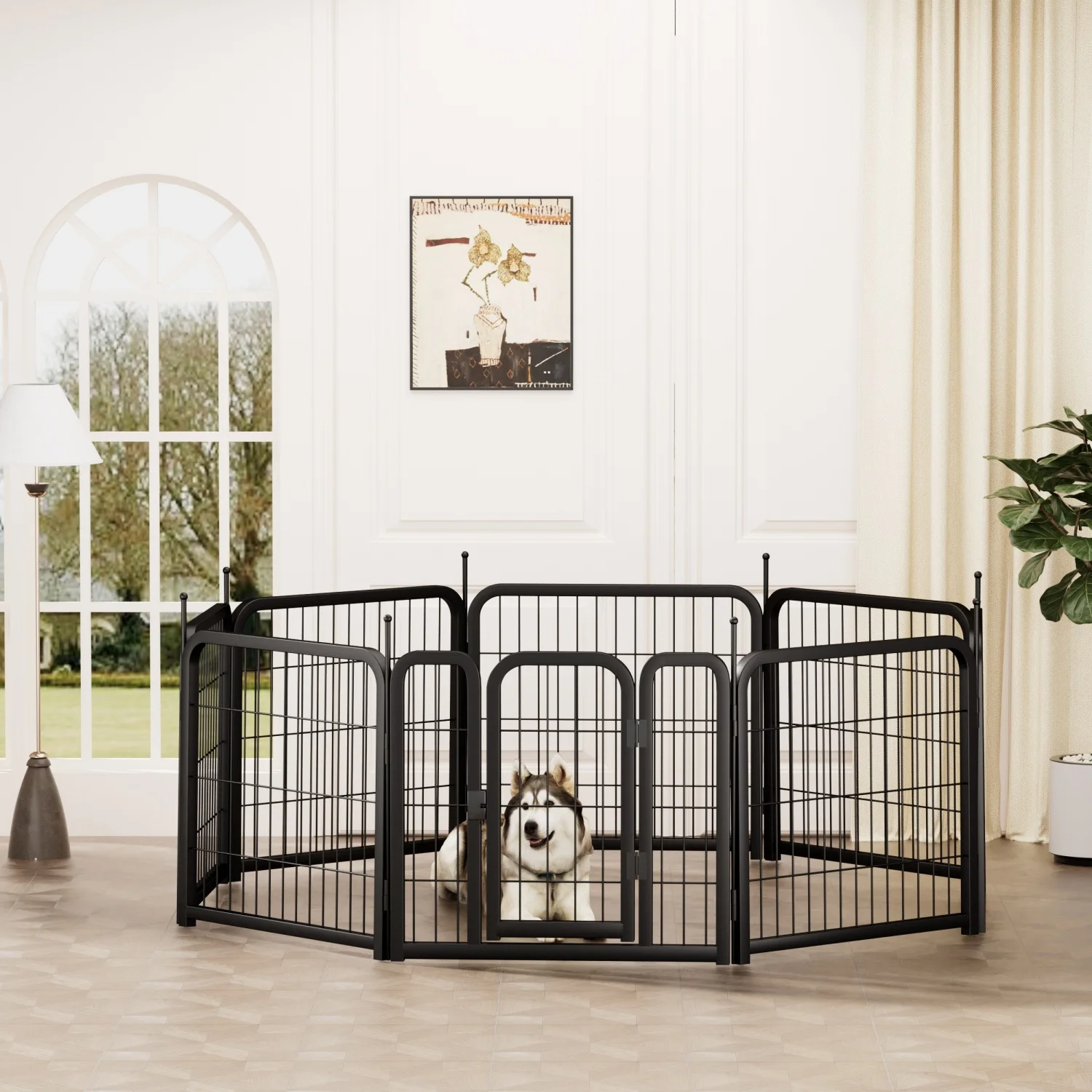 

Dog Playpen Outdoor, 8 Panel Dog Fence 24" Pet Pen for Small Dogs Pet Exercise Pen for Puppy/Rabbit/Small Animals Portable Playp