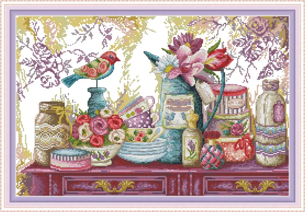 

Cross-stitch Complete Set Wedding Supplies 2 Stamped Printed Counted Unprinted Cloth DMC Needlework Home Decor