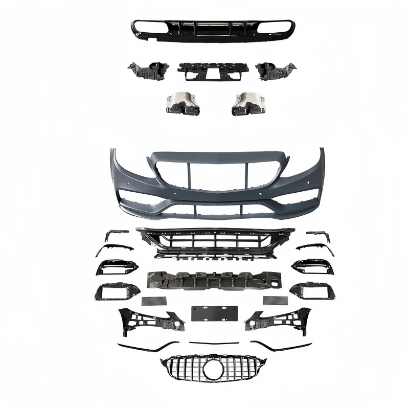 

Suitable Conversion of 15-21 C-class W205 Into C63 Front bar GT Grille Side Skirt Rear bar Rear Lip Tail Throat