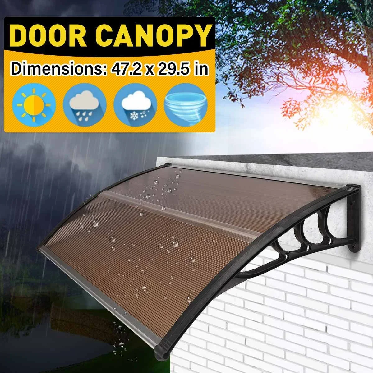 Modern Awning Window Outdoor Patio Gazebos Front Door Canopy Sun Shelter Poly Carbonate Cover Window Eaves Anti UV Rain Cover