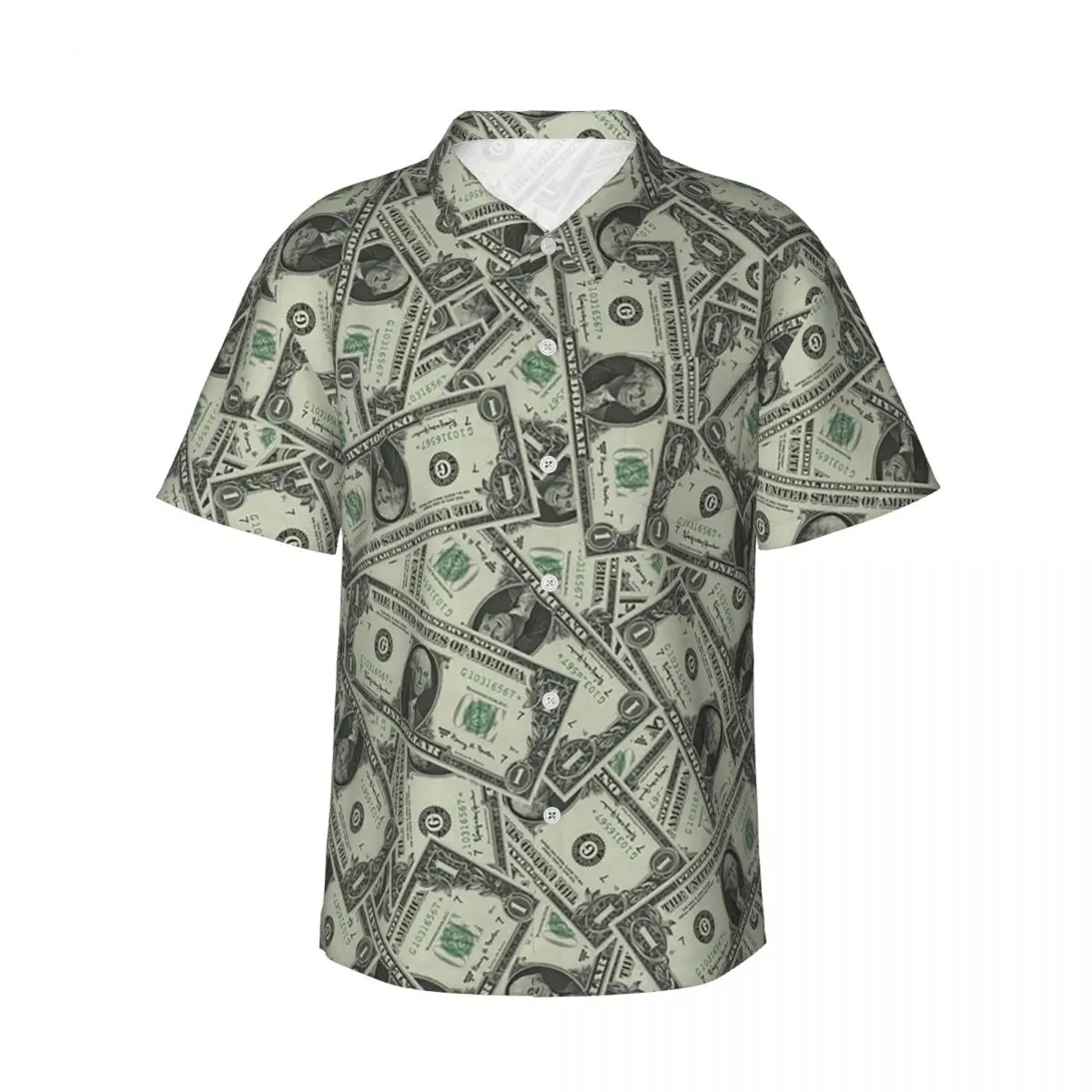 Money Dollars Bill Pattern Men's Shirts Hawaiian Short Sleeve Shirt Casual Lapel Tops for Summer Beach