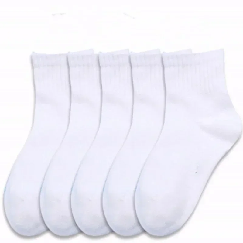 5 Pairs/ Lot Pure Colour Soft Breathable Cotton Kids School Socks Girls Boys Casual Grey Black White Sports Children\'s Socks