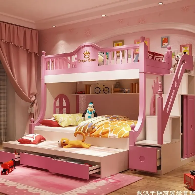 Double layered bed mother high and low princess children's bed bunk