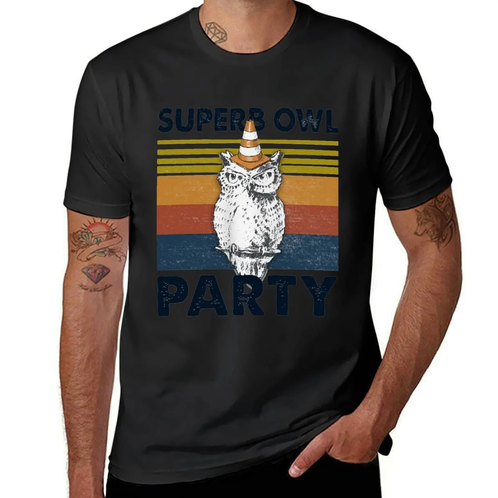 

SUPERB OWL PARTY VINTAGE T-Shirt graphics customs design your own oversized t shirt men