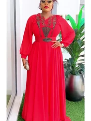 African Maxi Dresses For Women 2024 Plus Size Evening Party Long Dress Africa Clothing Elegant Kaftan Muslim Chiffon Dress