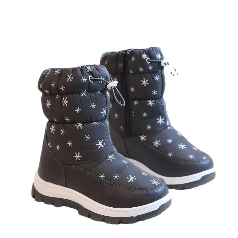 Children Warm Boots Toddler Thickened Velvet Waterproof Shoes Kids Non-slip Winter Padded Snow Shoes Hook and Loop snow Boots