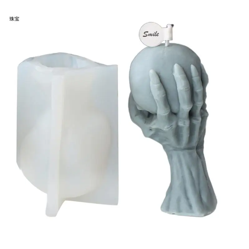 X5QE Halloween Skull Silicone Molds DIY Plasters Crafts Mold Scented Mold DIY Table Ornament Plasters Mould Nonstick