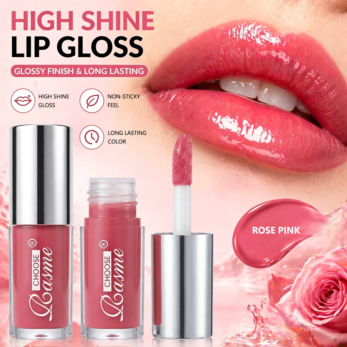 Choose Rasme Water Light Mirror Pink Tender Color Lipstick Long Lasting Transparent Moisturizing Glass Lip Gloss