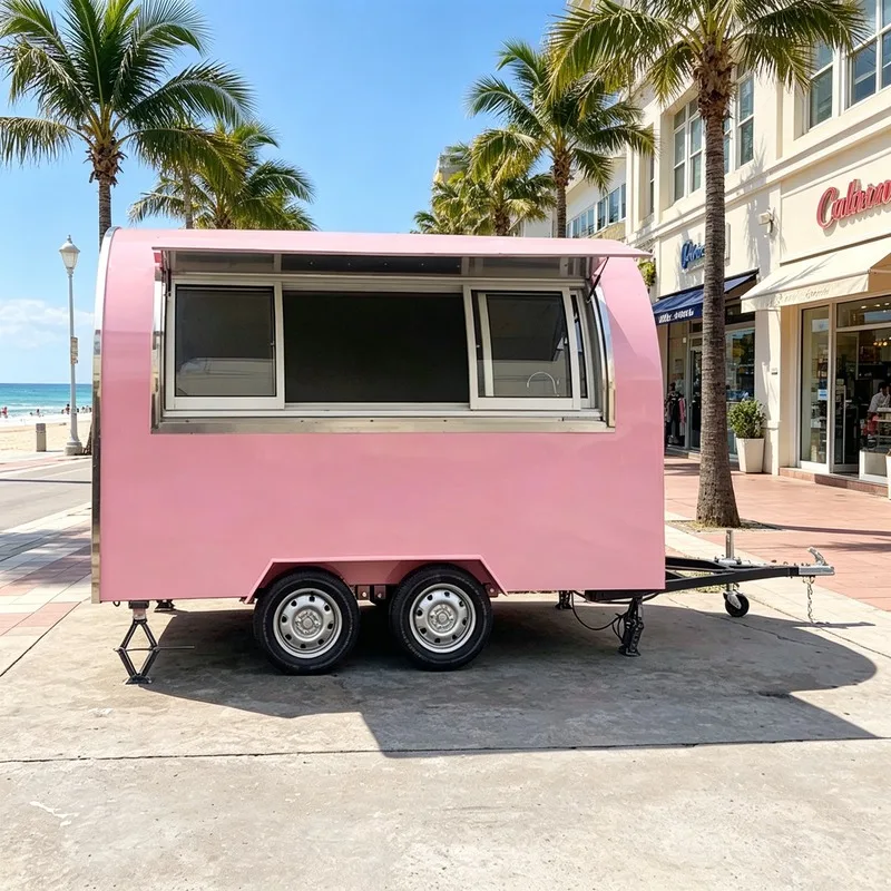 Customizable Mobile Kitchen Food Trailer Street Fast Food Cart for Hotdogs Candies Chips Ice Cream Kiosk