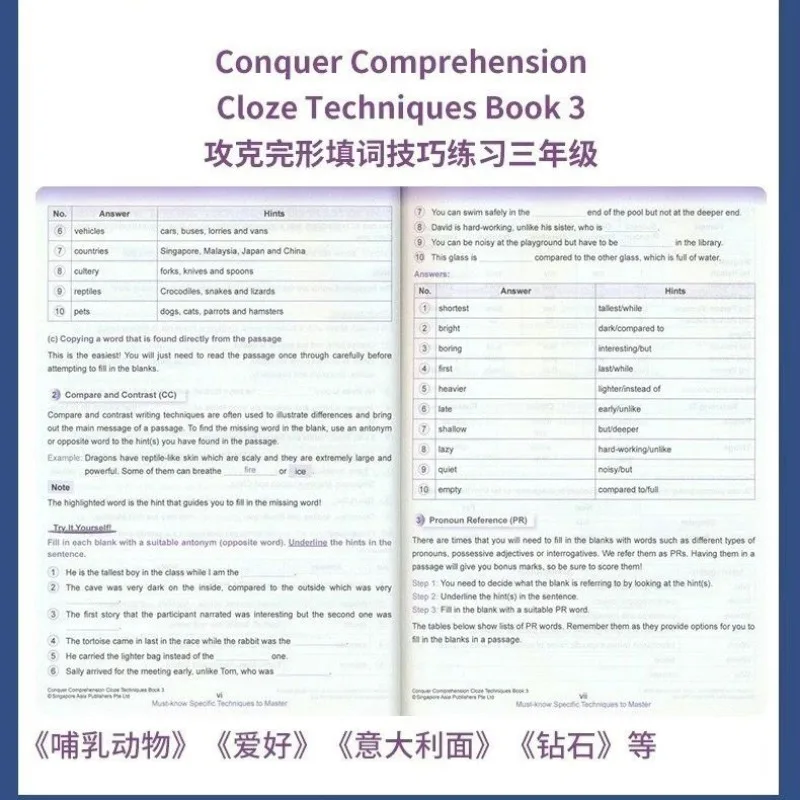 Cahier d'exercices d'apprentissage de l'anglais pour enfants de la 1re à la 6e année, apprentissage de l'anglais, nettoyage, école primaire de Singapour, manuel d'anglais, 6 nettoyages/ensemble