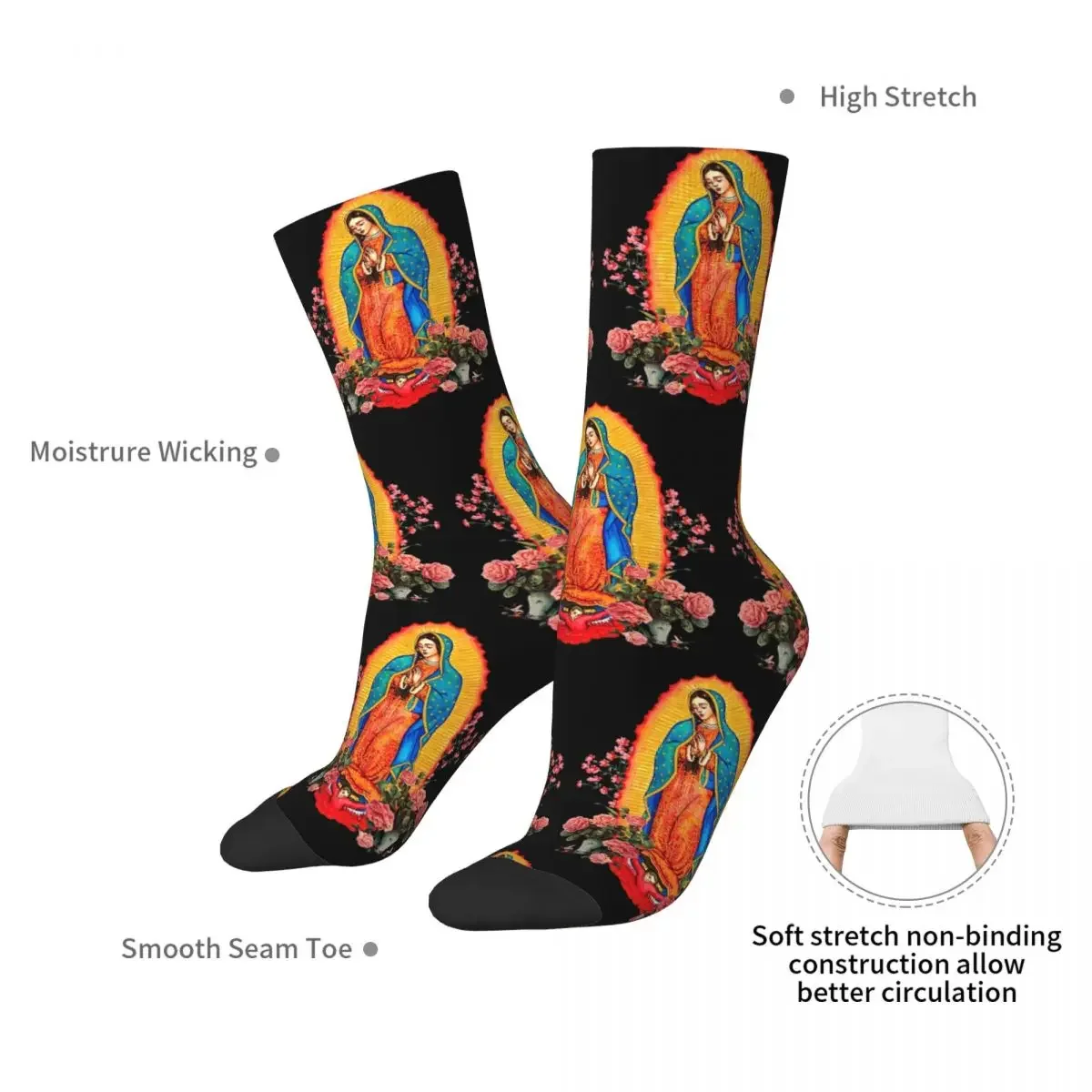 Virgin Of Guadalupe Socks Harajuku High Quality Stockings All Season Long Socks Accessories for Man's Woman's Birthday Present