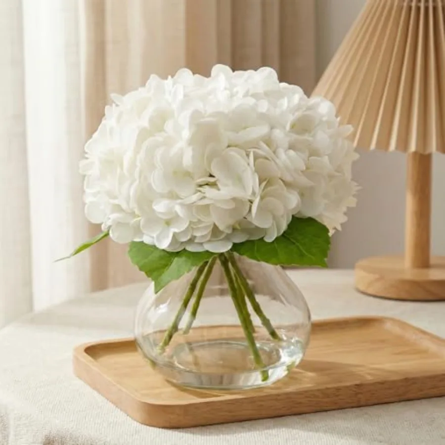

Real Touch Artificial Hydrangea in Vase, Premium Faux Flowers with Faux Water for Home Decoration, Coffee, Table, Wedding, Fake