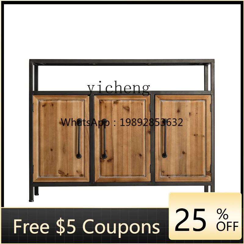 LYY side cabinet solid wood wrought iron locker entering the door facing the entrance cabinet