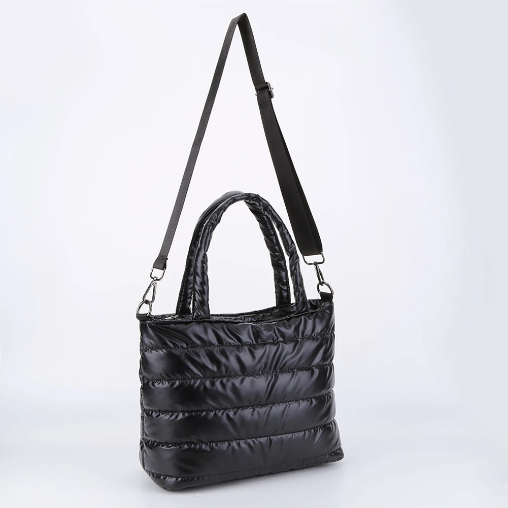 Women Quilted Tote Handbag Versatile Down Hobo Bag Lightweight Puffy Crossbody Bag Large Capacity Casual Winter Commuting Bag