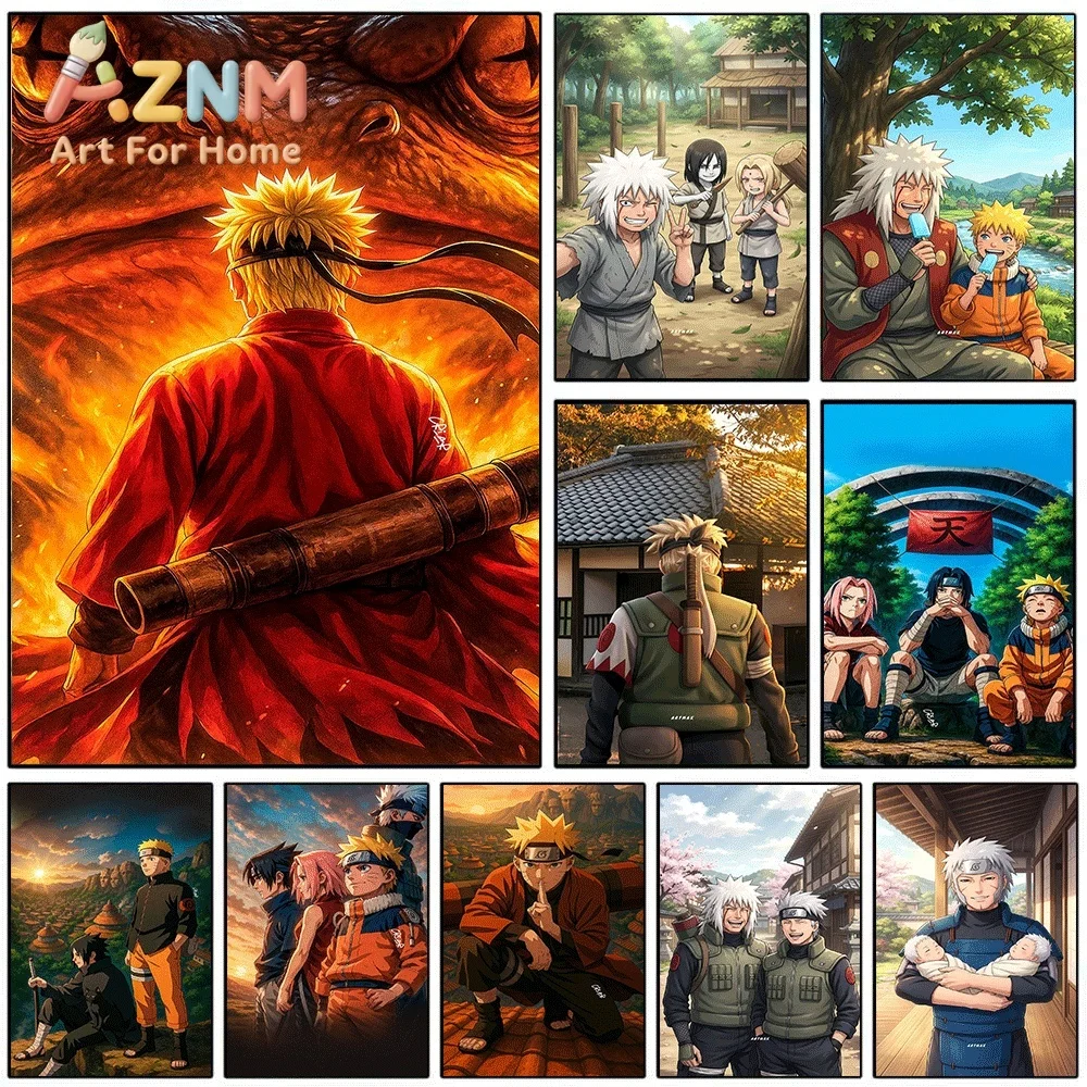 Naruto Anime Canvas Wall Art, Classic Manga Character Poster, Unframed Canvas Painting, Home Bedroom Living Room Decor Art Pri