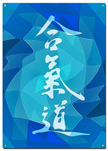  Aikido Kanji Art Blue Metal Tin Signs,Aikido Colorfast Posters, Decorative Signs, Wall Art, Home Decor