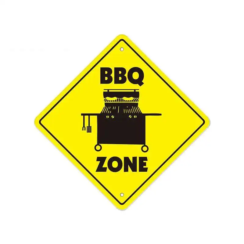 Funny Warning Bbq Crossing Zone Car Stickers Cartoon Logo Vinyl for Truck RV VAN Fine Decal Auto Accessories JDM,13cm*12cm