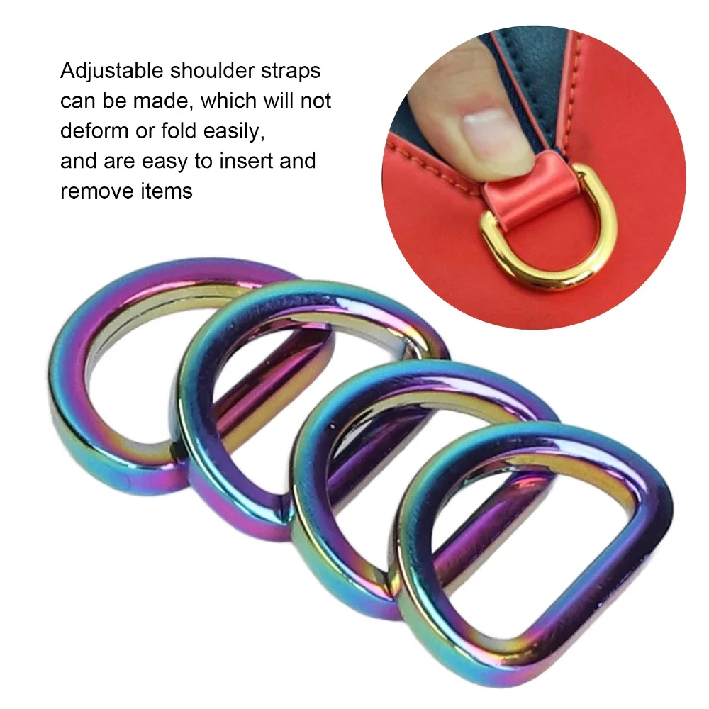 10PCS Rainbow D Rings Glossy Finish Durable D-Ring Buckles Non-welded Zinc Alloy Bag Buckles Webbing Projects