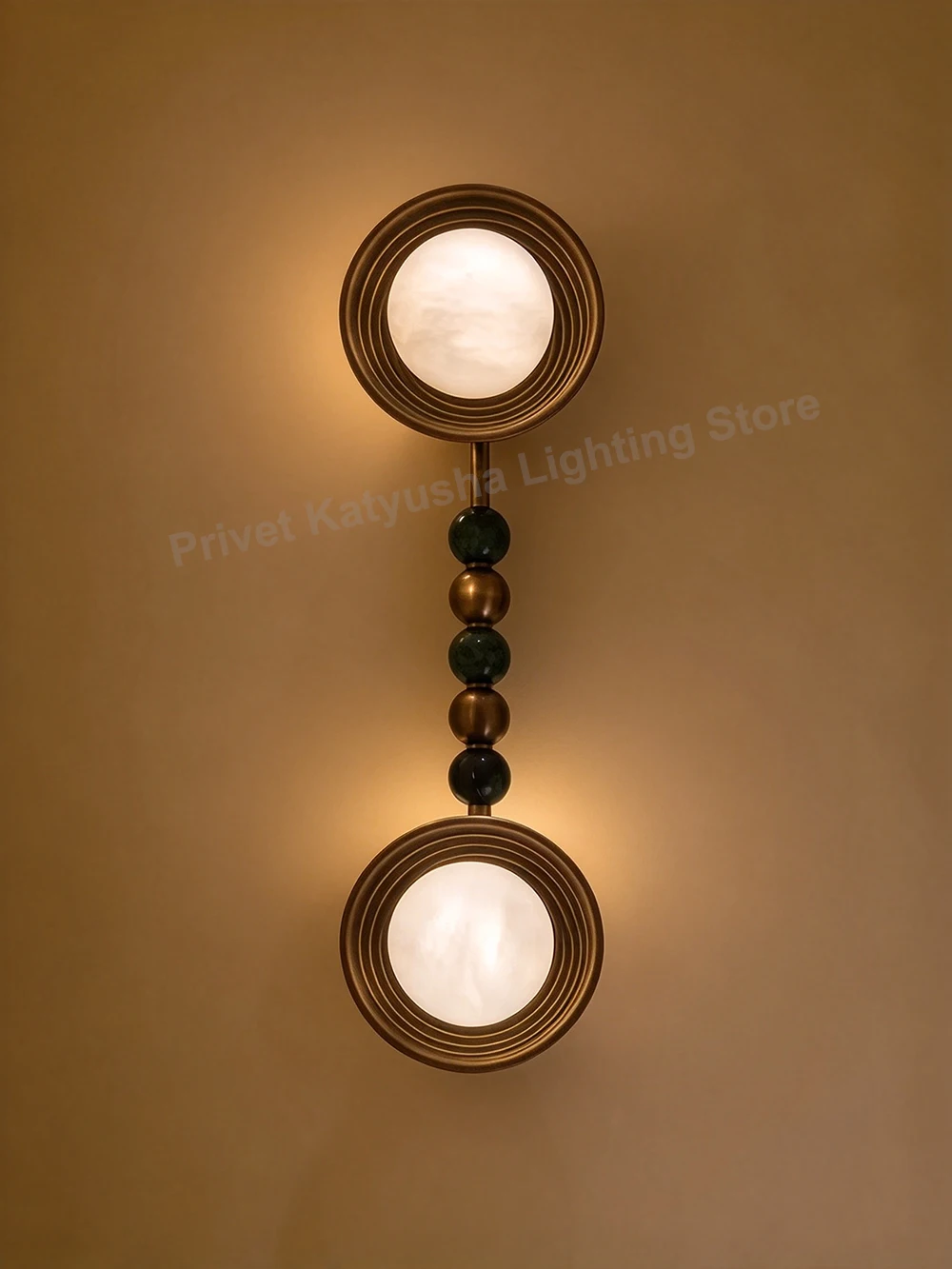 Nordic Vintage Marble Balls Brass Wall Light Large, Led Luxury Home Decor Alabaster Wall Sconce Lamp for Hallway Project Decor