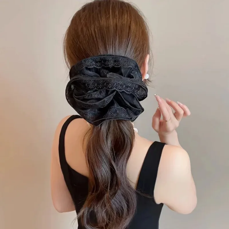 Retro Lace Edge Large Intestine Hair Ring Super Fairy Ponytail Holder Simple Hair Rope Headwear Women\'s Hair Accessories SA997