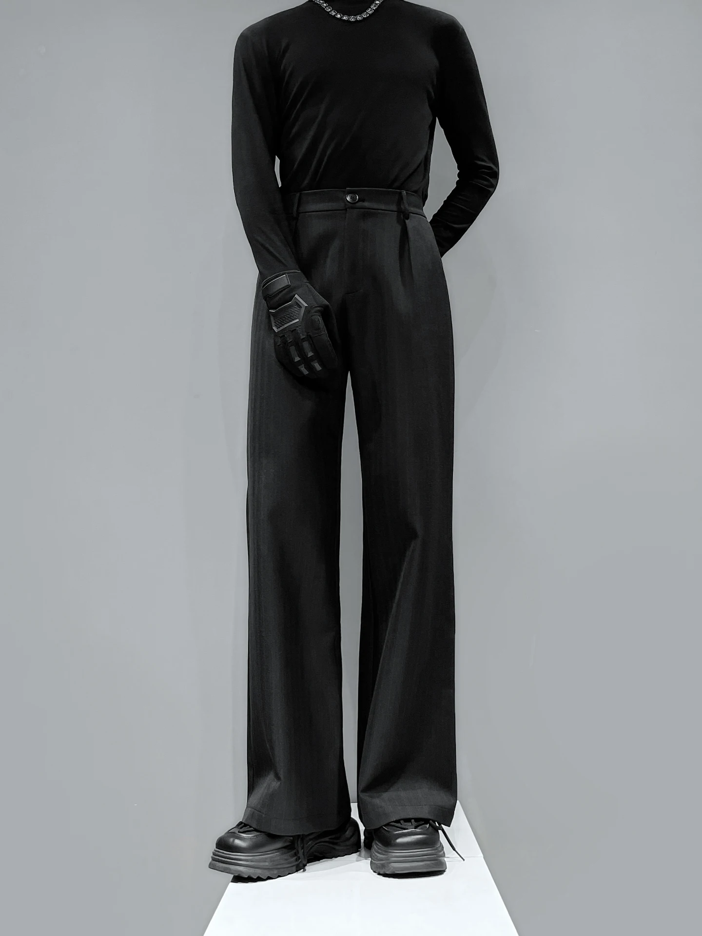 

Original Men's Slim Fit Straight Leg Suit Pants High End Feel k Stripe Casual Long Trousers Youth Faion Autumn Wear