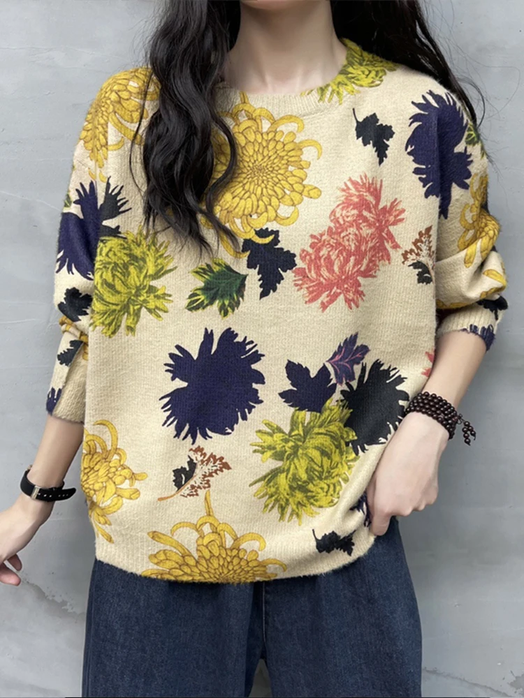 Max LuLu 2021 Autumn New Fashion Ladies Elegant Vintage Knitwear Korean Design Pullover Sweaters Female Casual Printed Jumpers