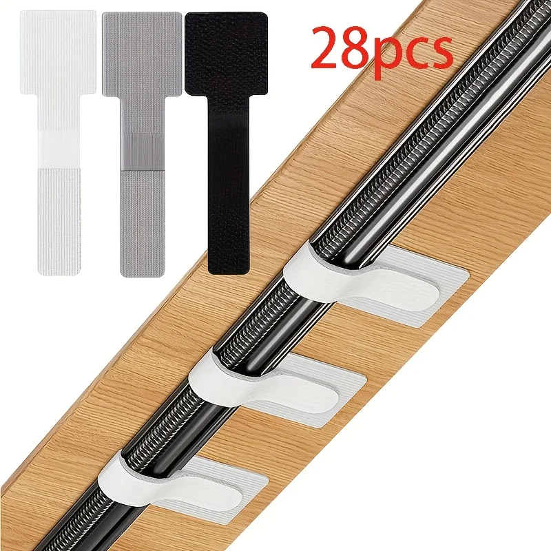 

28pcs Heavy Duty Self-Adhesive Cable Ties, Nylon Wire Organizers with Sticky Back for Desk Office Home Garage,3 Colors Organizer