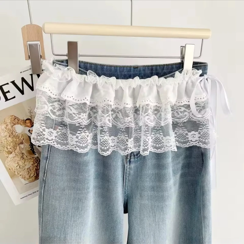 INS Blogger Lace Cummerbunds Layered Gauze Skirt Y2k Streetwear Apron Wrap Skirt Lace Up Matching Pants Spicy Girl Stacked Y2k