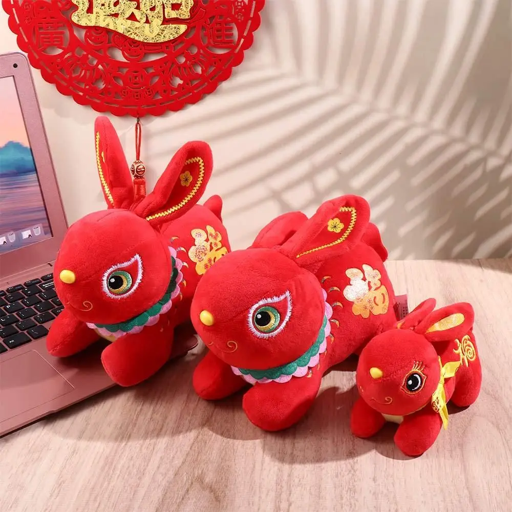 Boneka maskot kelinci Tahun Baru Cina mainan mewah kelinci boneka kelinci maskot tahun kelinci boneka mewah kelinci