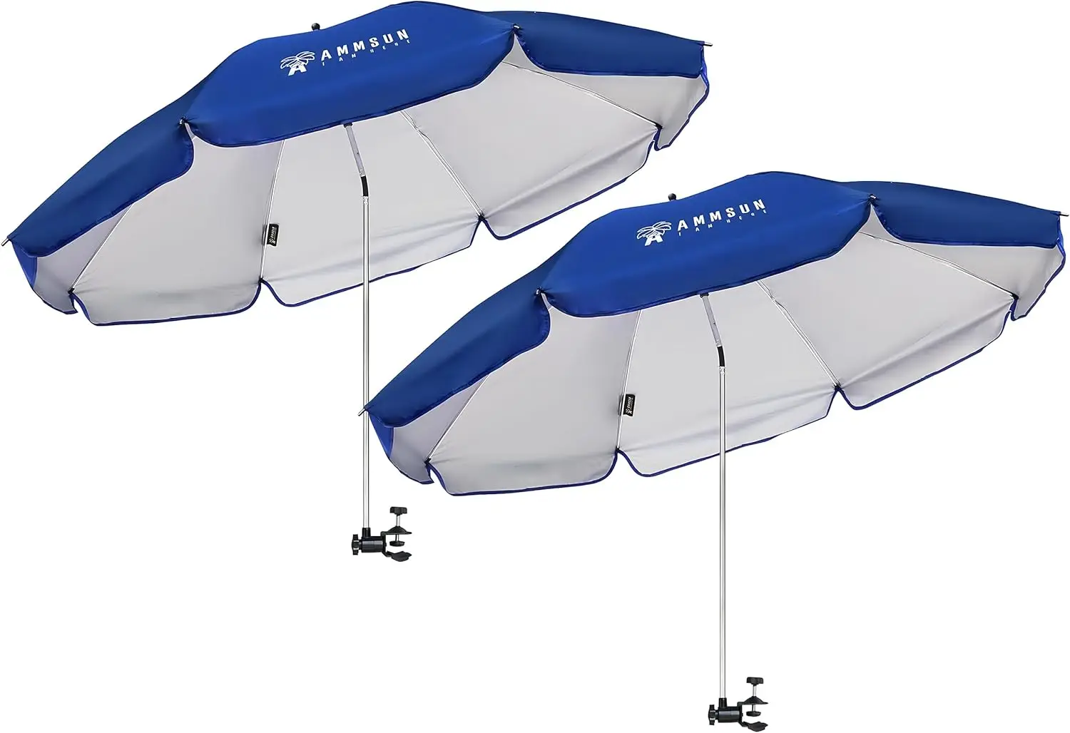 

Очень большой зонт для стула с универсальным зажимом, регулируемый 47 дюймов, поворот на 360 градусов, UPF 50+, синий, 2 шт.