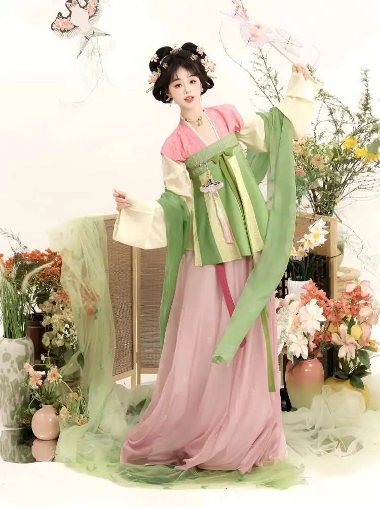 2026 Tang System Hanfu Silk Dress - Chest Level Knitted One-piece Broken Skirt Sleeved Over-dress for Daily Cosplay Costume