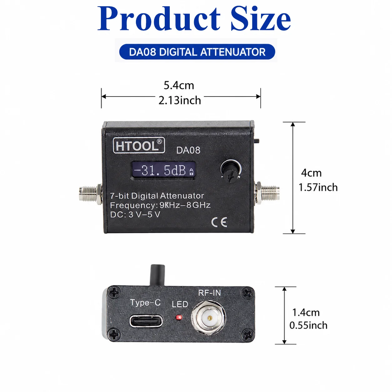 DA08 Adjustable Digital Display Attenuator High-Precision Easy-to-Use RF Signal Chain Debugging for Communication Testing