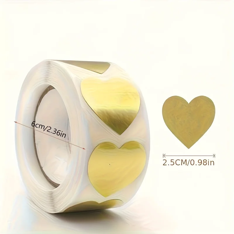 300 Pcs/ Roll, Heart-shaped Thank You Self-adhesive Blank Love Sticker, Label Sticker, Sealing Sticker
