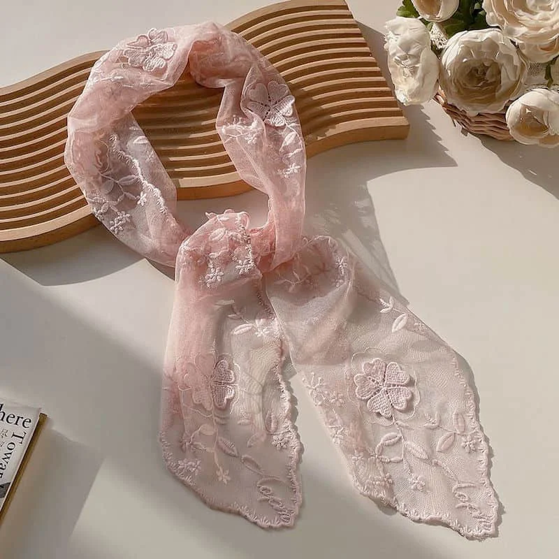 Halsdoek Haak Bloem Borduren Dames Zijden Sjaal Vrouwelijke Zomer Dunne Koreaanse Stijl Sjaal Luxe Kleding Hot Selling Item