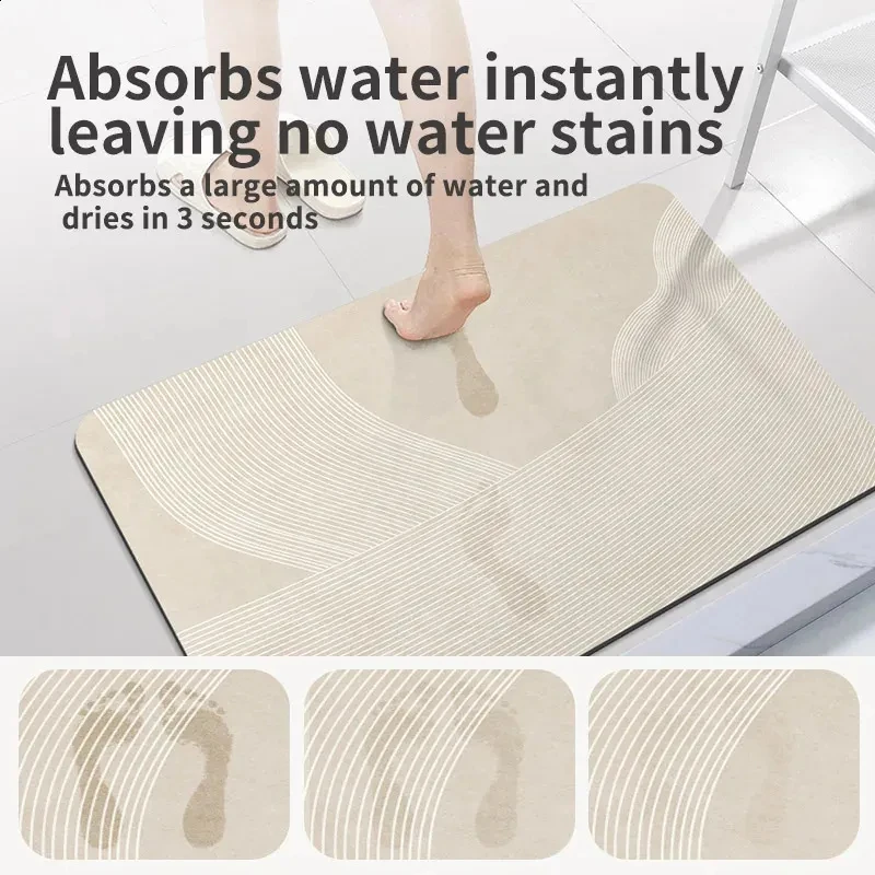 VIKAMA Minimalist Wabi Sabi Style Bathroom Mat, Non Slip Absorbent Quick Drying Bath Mat for Bathroom Shower Room Toilet,