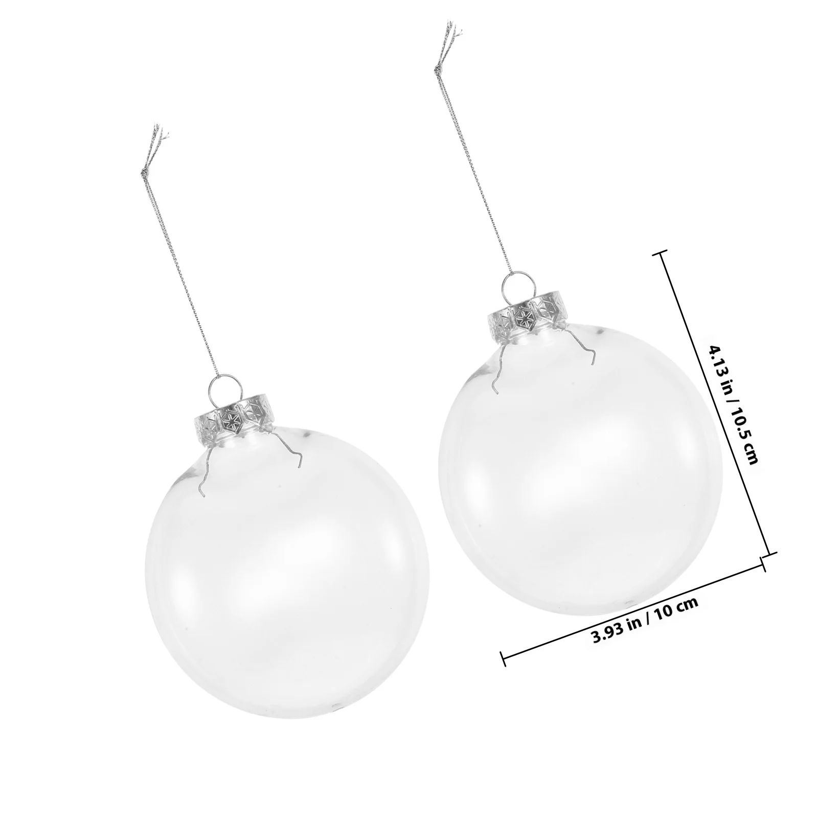Bola de Navidad transparente de 10Cm, esfera plana transparente, adorno colgante rellenable para manualidades Diy, árbol de Navidad, decoración del hogar para boda, 6 uds.