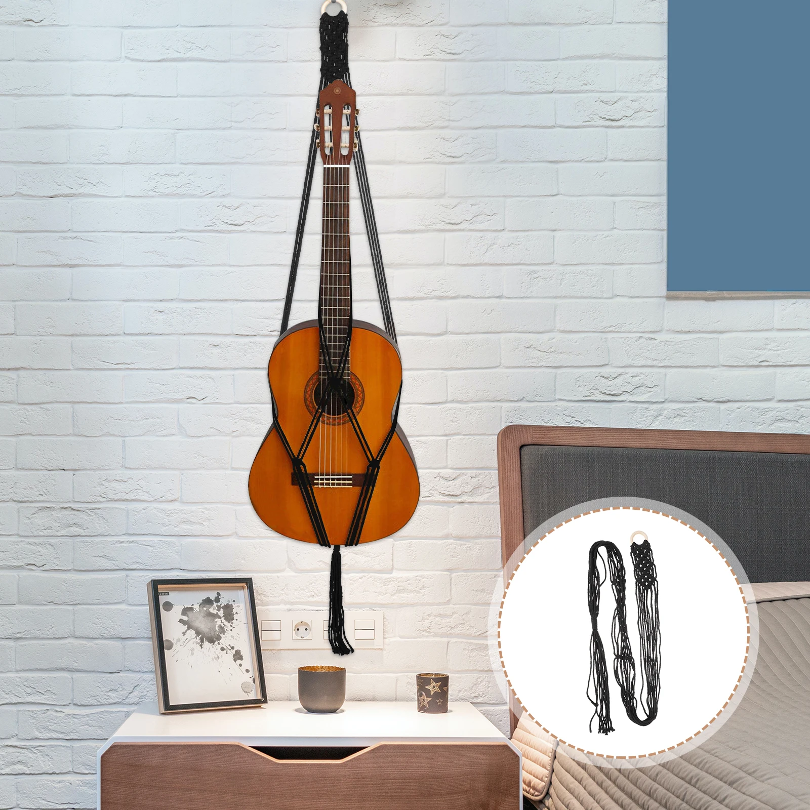 

Creative Net Strap Wall Hanging Belt For Folk Electric Guitar Ukulele Replacement Strong Durable Guitar Sling Storage Cotton