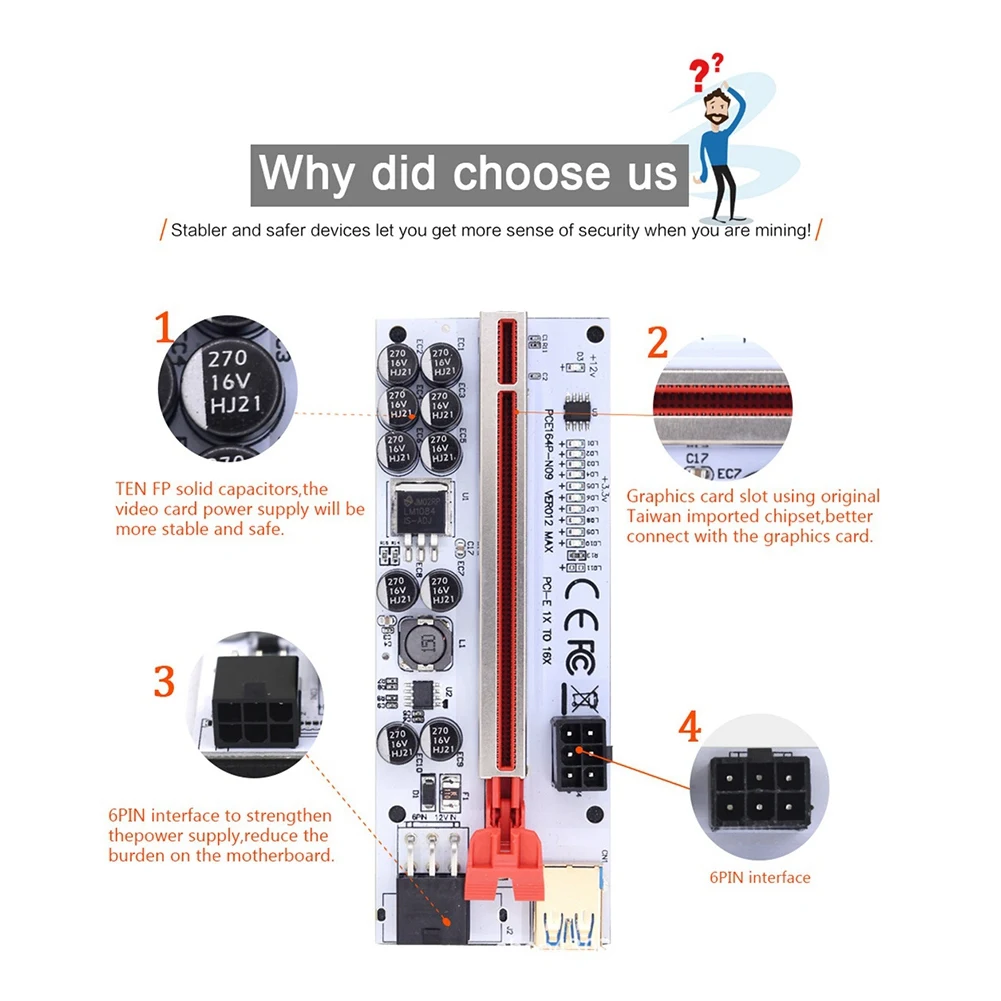 VER012 MAX Riser USB 3,0 PCI Express VER012MAX, Cable Riser para tarjeta de Video X16, PCI-E extensor, tarjeta Riser para minería